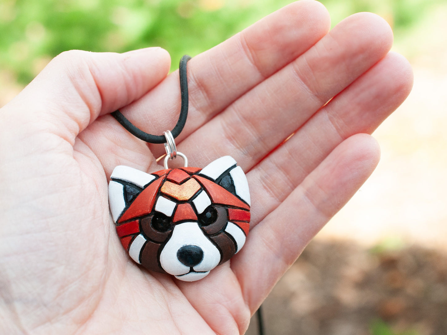 Red Panda Necklace, Leather, Gift idea for animal lovers, cord options, Endangered Species, Himalayan, Cute Spirit Animal, the perfect gift