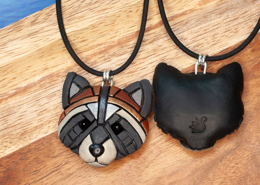 Raccoon Necklace, Gift idea for animal lovers, Symbol of mischief & curiosity, Fun Mosaic style, Cute Spirit Animal, the perfect nature gift